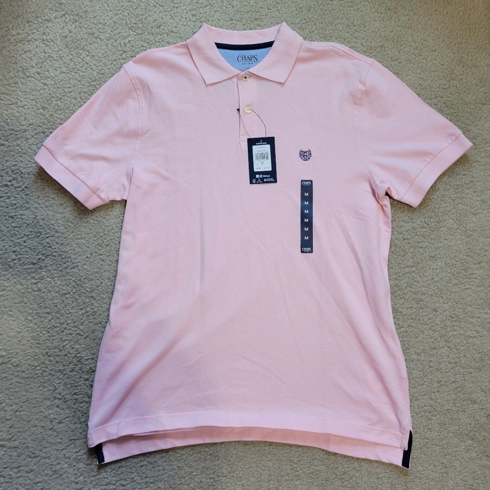 Chaps Men's Everyday Pique Polo - Oxford Pink Medium M NWT